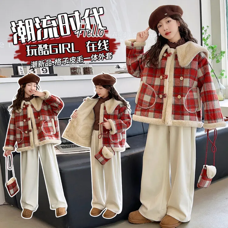 （送包包）（冬款外套）女童棉衣冬款外套加棉2025新款秋装网红童装