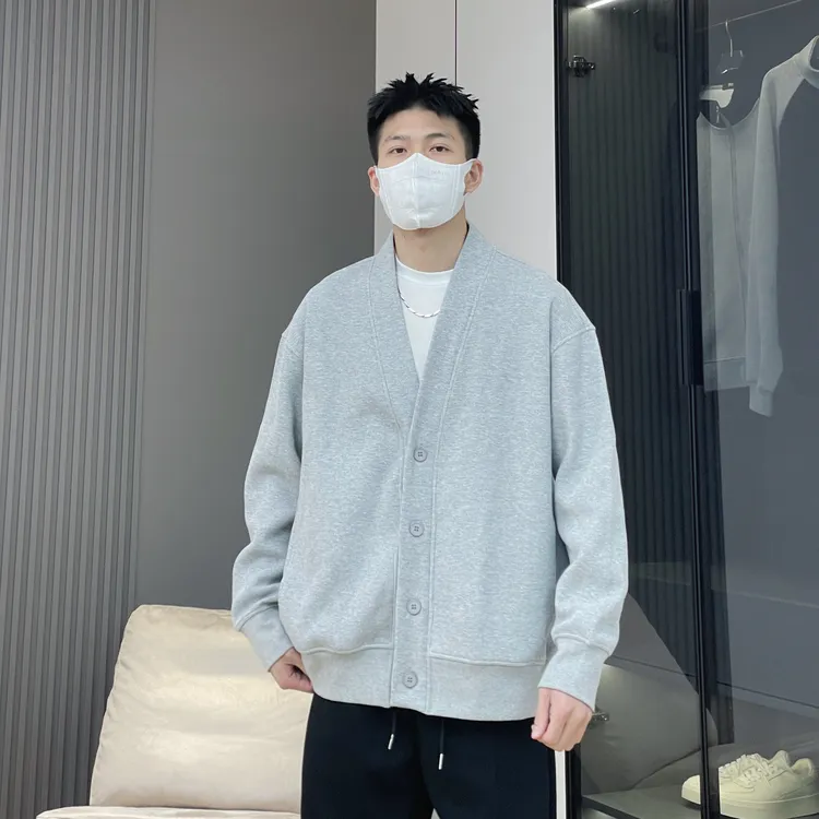 【男女同款】高级感纯色设计简约休闲落肩款开衫外套宽松情侣款韩版