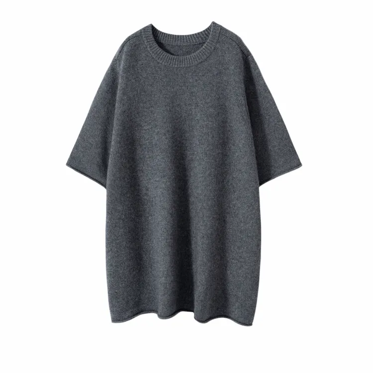 现货！康赛妮纱山羊绒衫五分袖柔糯亲肤上衣ROW风宽松廓形短袖毛衣