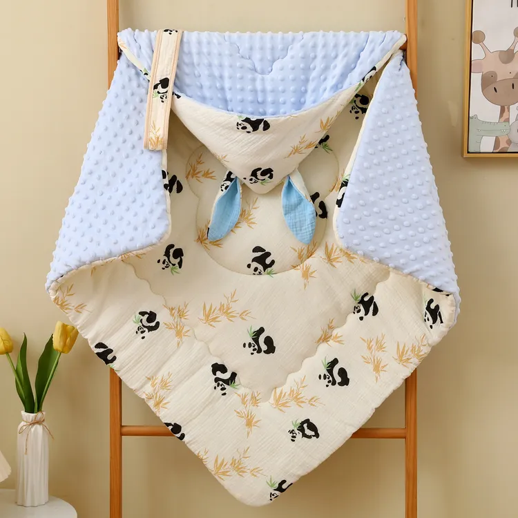 纯棉秋冬加厚款婴儿包被产房豆豆绒安抚抱毯新生儿豆豆绒加厚抱被