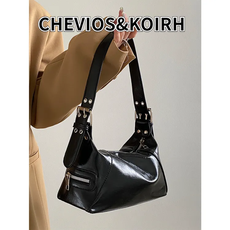 CHEVIOS&KOIRH2024小众设计新款女包复古机车腋下百搭单肩手提包