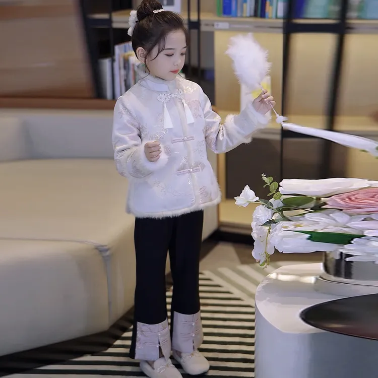 媛媛公主冬【加绒加厚】女童中大童亲子国风刺绣外套13451Y228