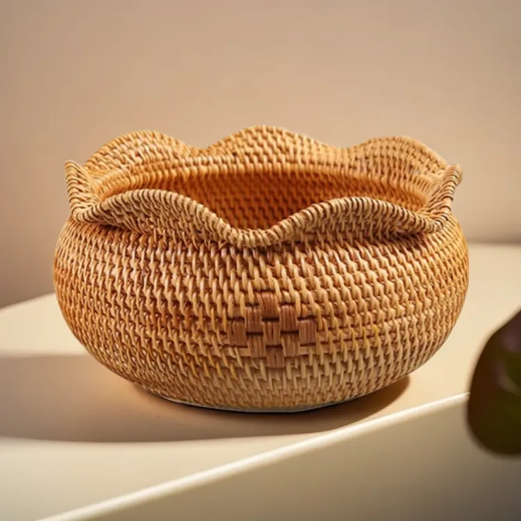 越南藤编干果零食收纳篮沱茶盒鸡蛋筐水果篮收纳筐福袋筐创意北欧