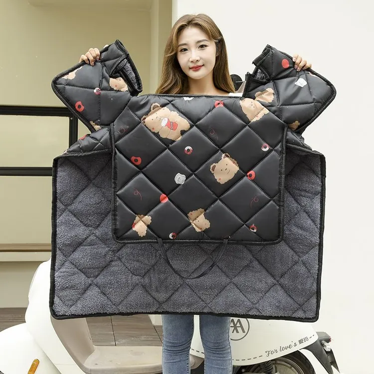 电动车挡风被加大加绒特厚电瓶车电车防寒挡风罩保暖防晒四季款