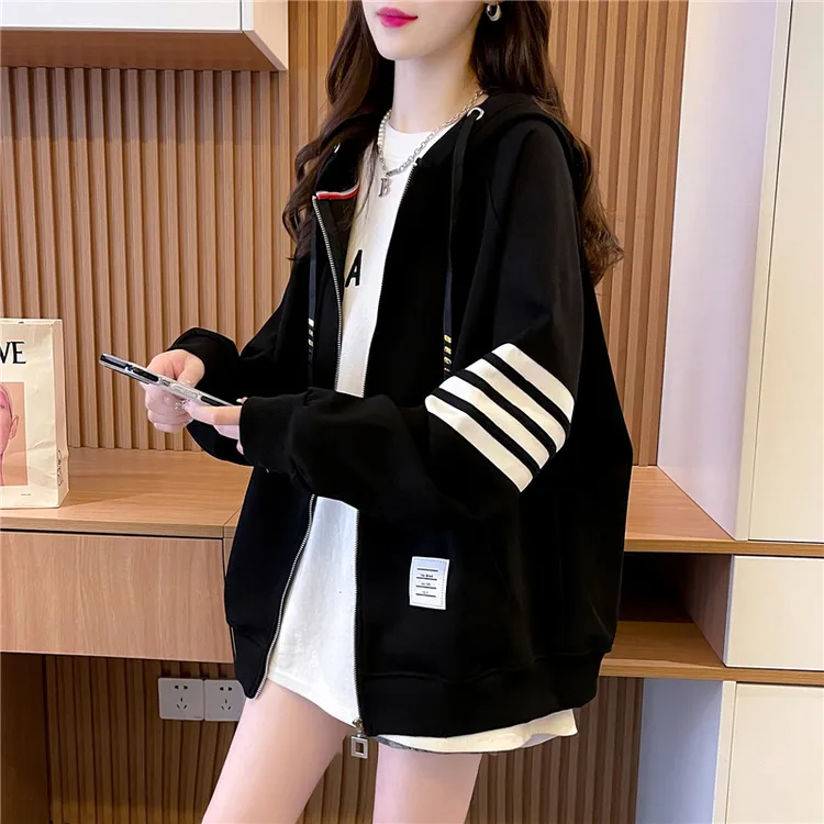 洋气减龄连帽卫衣女春秋2025新款宽松百搭设计感拉链上衣开衫外套