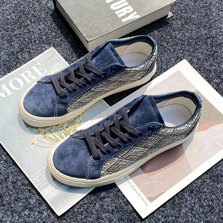 2025夏季新款爆款百搭蓝色休闲低帮板鞋男款鞋子潮鞋男鞋帆布鞋男