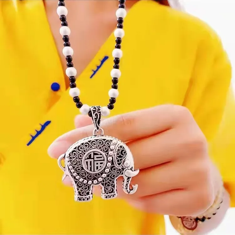 单语HY01吉祥福象项链民族风复古时尚气质百搭长款毛衣链挂件饰