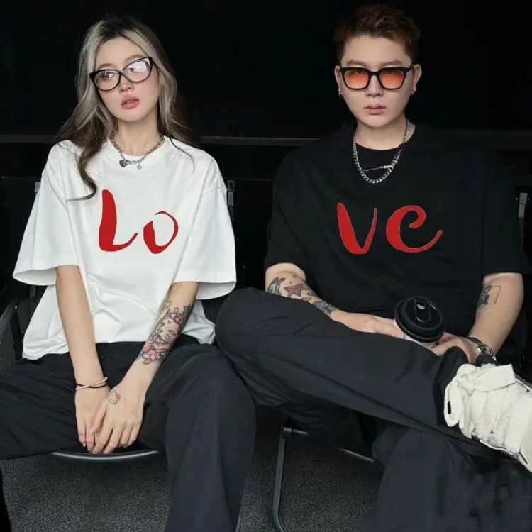 不一样的LOVE情侣装夏季短袖网红爆款520表白T恤潮流宽松时尚百搭