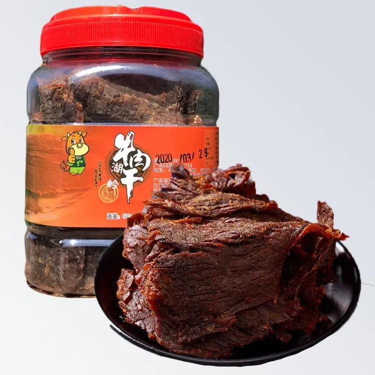 温州特产湖岭黑牛肉干手撕甜牛肉片网红零食小吃桶装即食五香焙片