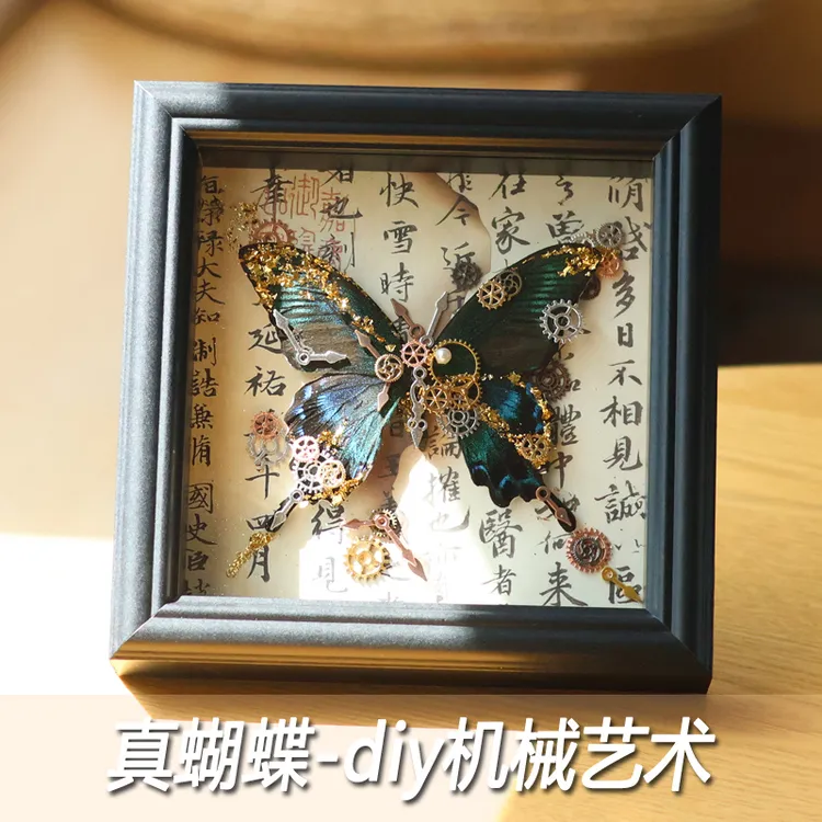 赛博朋克风真蝴蝶标本材料包装饰送男友女七夕教师节生日礼物成品
