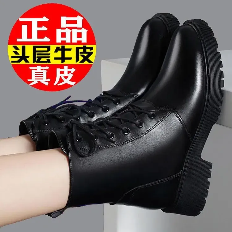 正品真皮马丁靴女2024年新款短靴冬季棉鞋防滑耐磨保暖女加绒棉靴