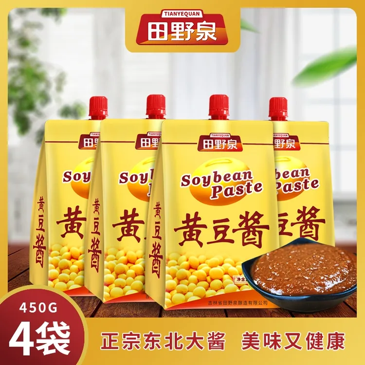 田野泉黄豆酱450g*4袋东北特产大酱优质酱香浓郁非油炸黄豆酱