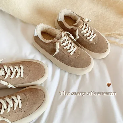 真皮磨砂皮面包小脏鞋女厚底2025冬季雪地鞋做旧星星棉鞋休闲板鞋