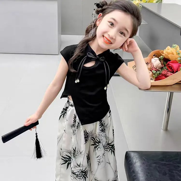 【场仔】汉服女童新中式套装夏季新款儿童唐装国潮衣服宝宝夏装568