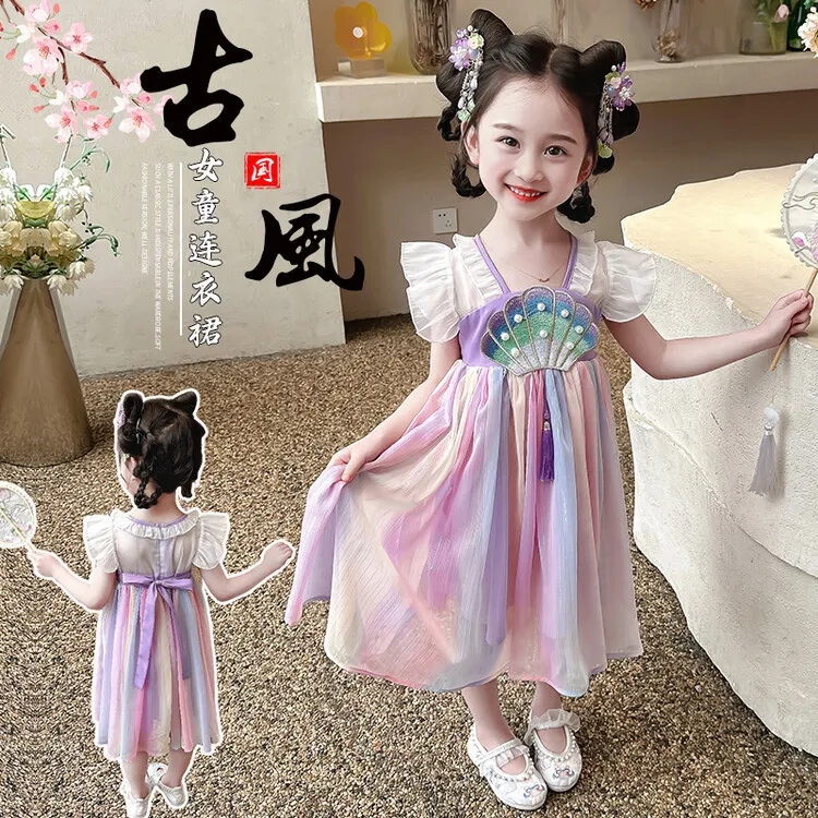 汉服女童连衣裙2025夏装新款古风儿童装公主裙女宝洋中国风气裙子