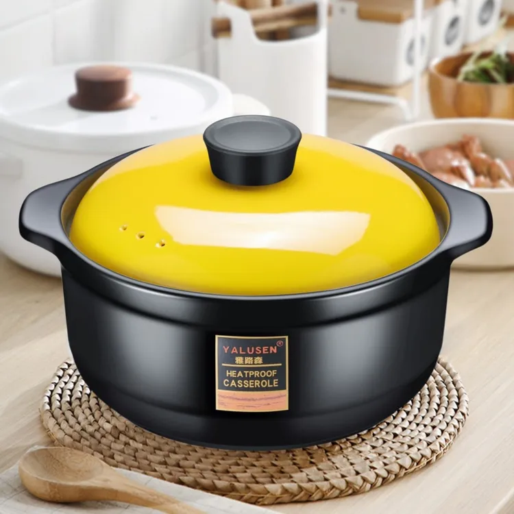 砂锅黄盖耐高温家用燃气煤气煮粥煲汤炖菜煲仔饭陶瓷宽口砂锅石锅