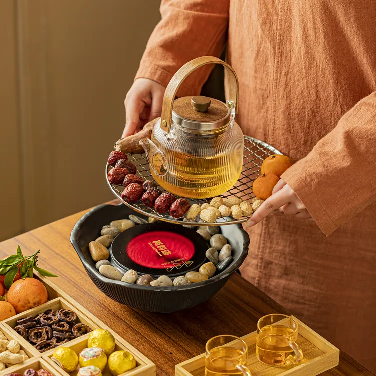 冬日氛围感围炉煮茶器具全套家用2025新款电陶炉烤火炉茶壶一整套