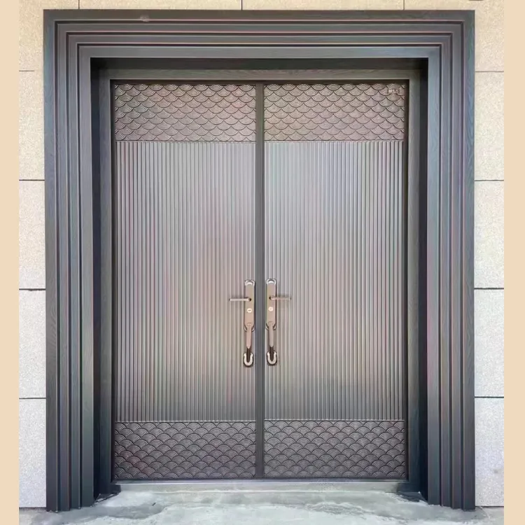 腾昌防盗进户入户门定制农村别墅双开四开大门2025仿铜卡门铸铝门