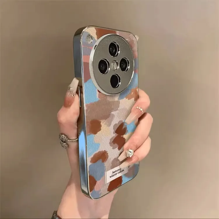 全包摄像头适用于oppofindx8手机壳新款晕染笔刷电镀小羊皮findx6