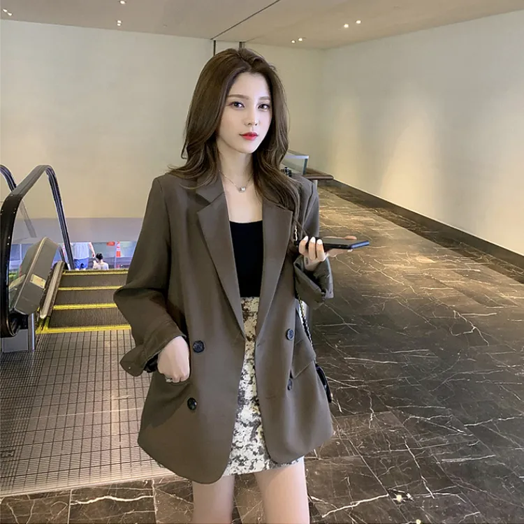 西装外套女2025新款韩版宽松休闲显瘦双排扣小西装小个子西服上衣