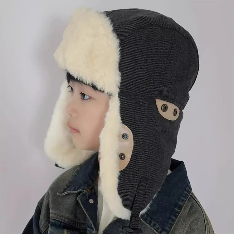儿童帽子秋冬季男童雷锋帽新款加绒加厚宝宝保暖护耳帽女孩防风帽