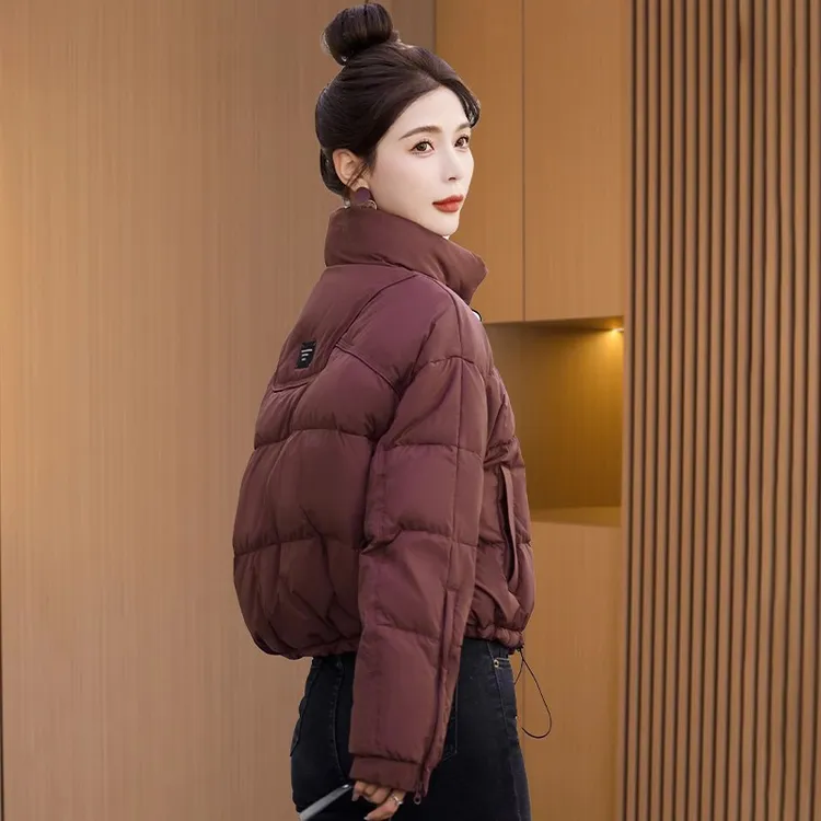短款立领棉服女2024冬季新款时尚百搭洋气小个子加绒加厚短外套