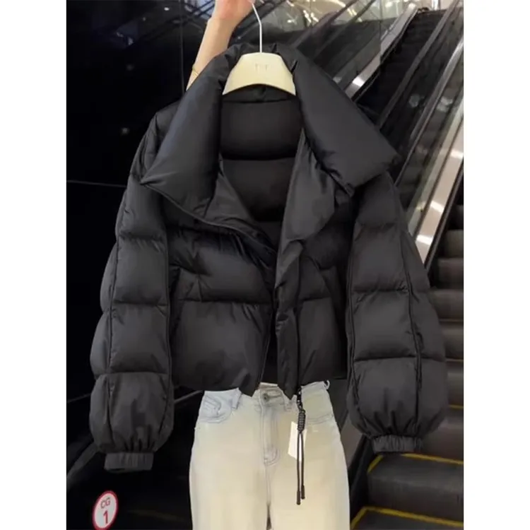 黑色加厚冬季保暖立领棉服外套女2025年新款小个子短款面包服棉袄