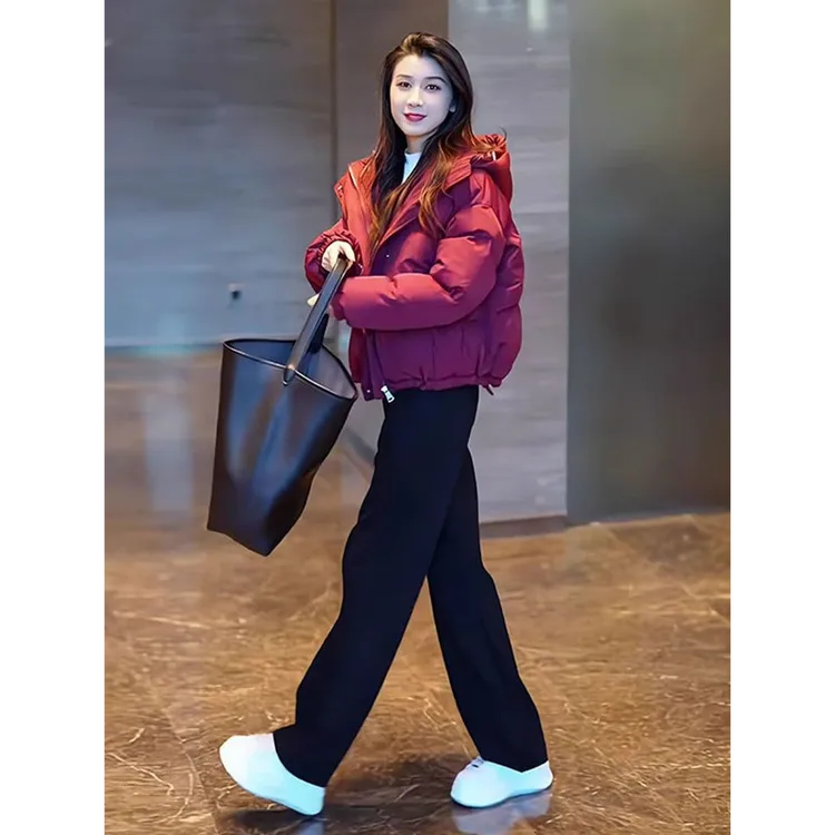 冬季新款韩系连帽短款夹克棉服外套女加厚保暖棉袄宽松面包服棉衣