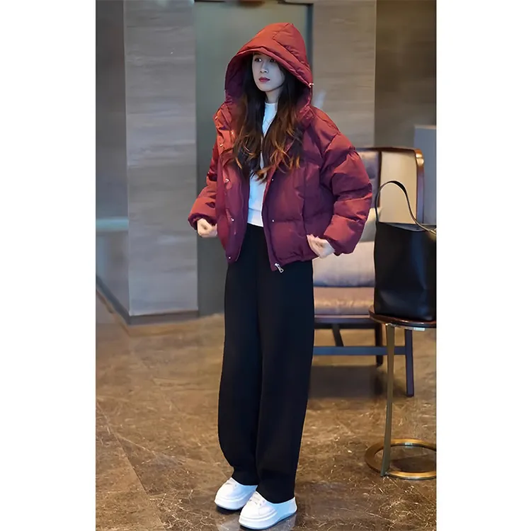 高级感时尚加厚红色棉服女2024冬季新款小个子宽松保暖棉袄外套潮