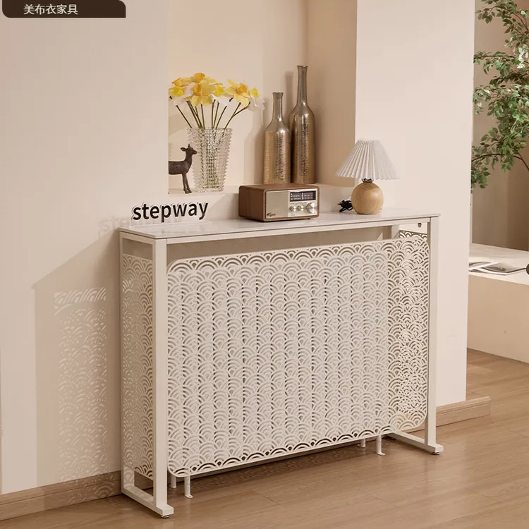 MBY入户正对门玄关桌暖气片上方装饰遮挡罩置物架长条靠墙轻奢玄