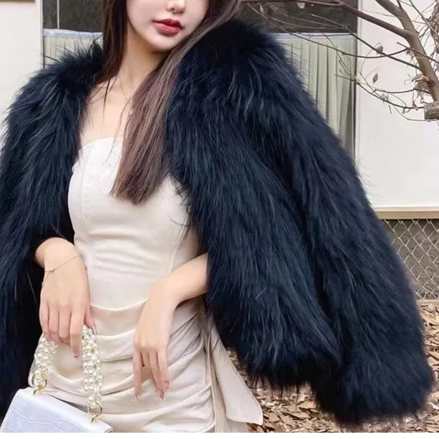 新品毛毛双面编织短款外套时尚网红气质女装