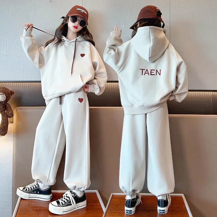 新款秋装儿童卫衣运动服春秋季大童中大童8-15岁加绒宽松两件套潮