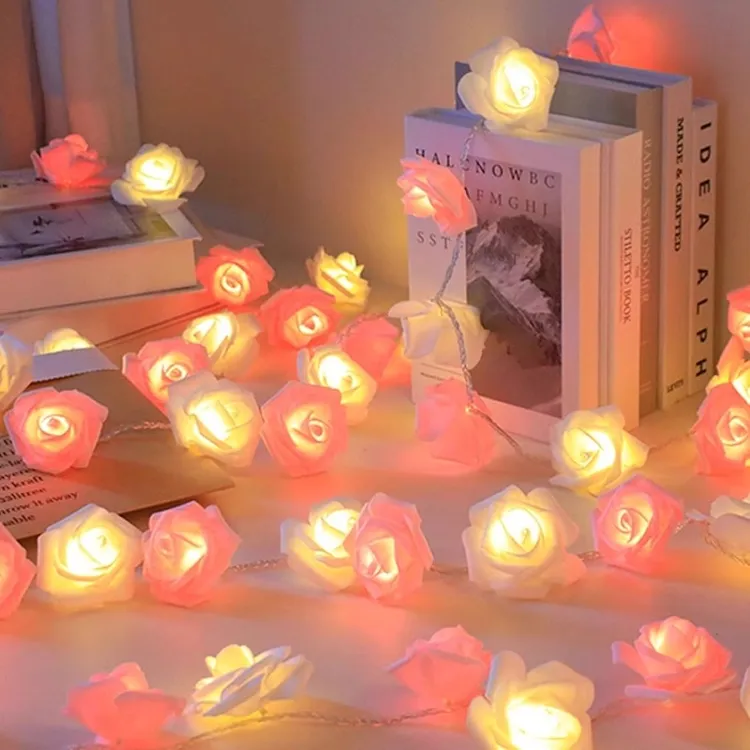 玫瑰花小彩灯闪灯串灯求婚场景布置节日生日氛围灯直播房间装饰灯