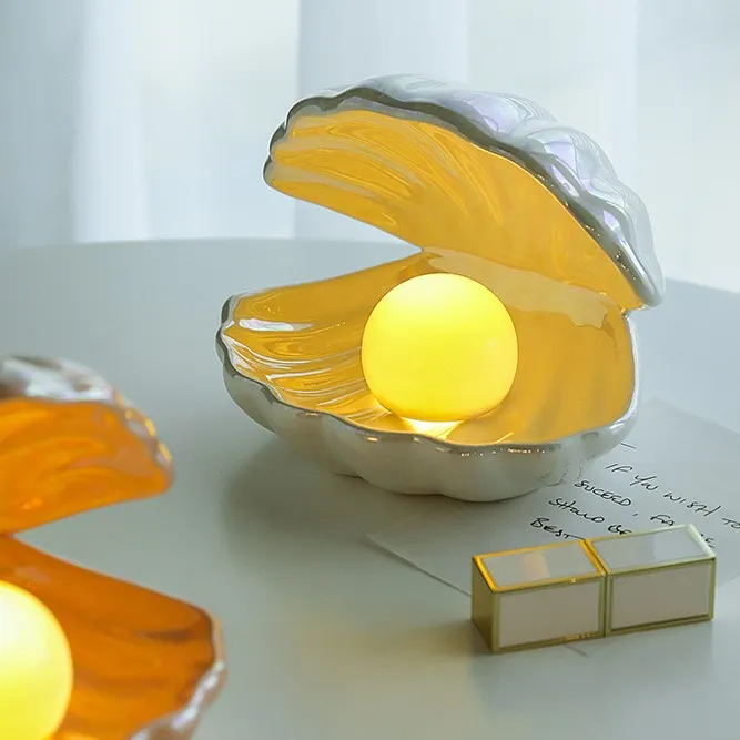 态生活 ins风少女贝壳珍珠小夜灯客厅酒柜玄关卧室房间装饰品摆件