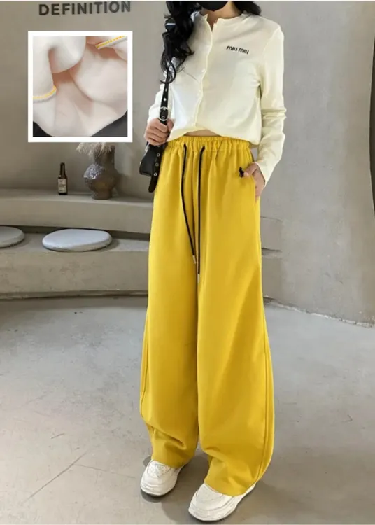 秋冬季加绒宽松垂坠感阔腿裤女装高腰显瘦运动裤直筒休闲裤百搭