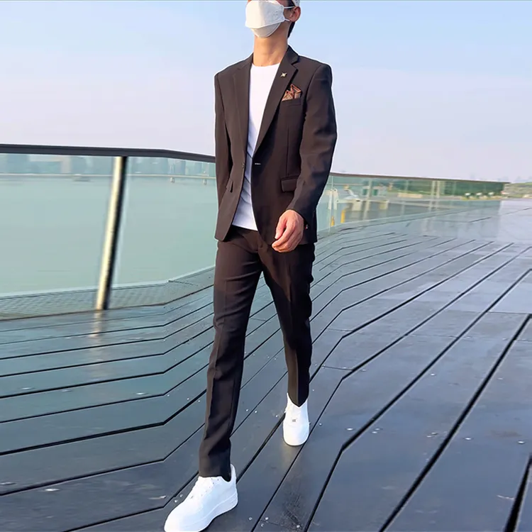 男士平驳领三件套商务西服修身新郎结婚男士男西装男套装