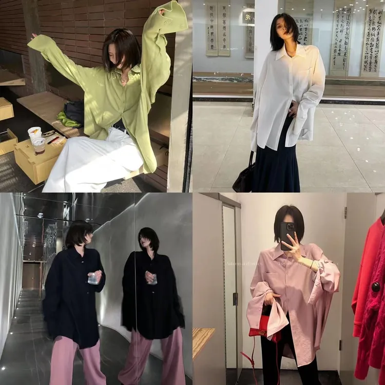 JCCC影子【洒脱】纯色小众宽松百搭休闲中长款衬衫女款衬衣JE2P0C01