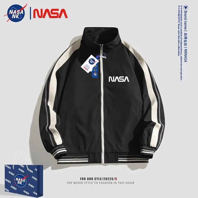 NASA潮牌夹克男生春秋季休闲宽松立领上衣服潮流情侣百搭帅气外套