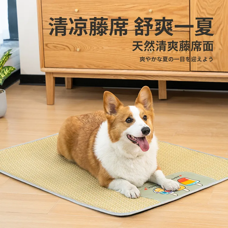 夏季新款防潮防湿狗狗垫子夏天清凉狗狗凉席猫咪藤席编织宠物凉席