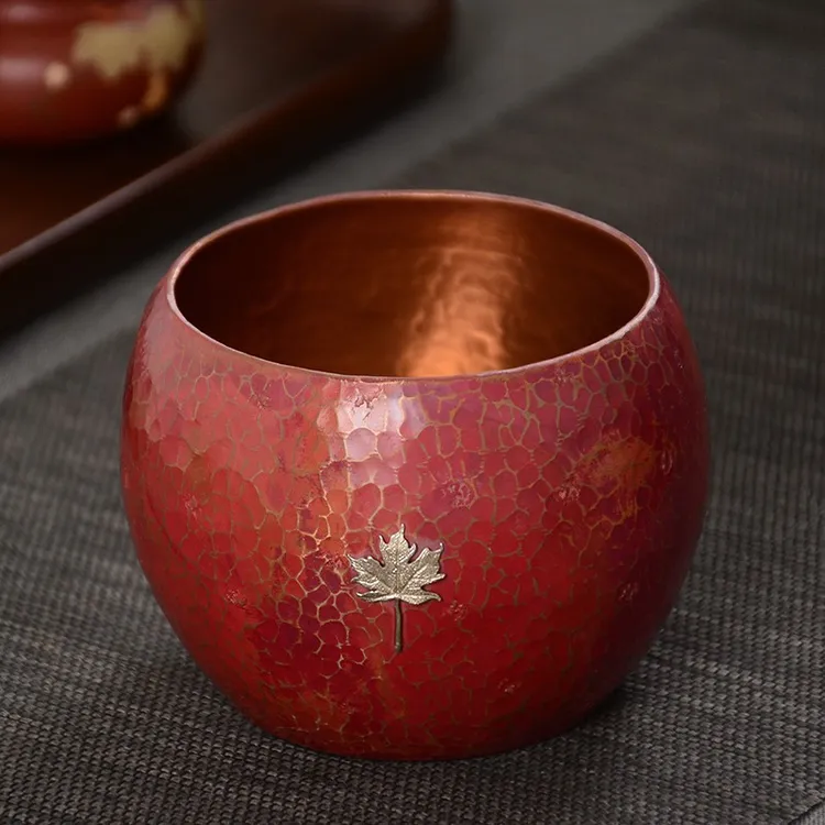 手工紫铜嵌银建水茶洗杯洗家用功夫茶具茶道配件水盂洗茶碗茶渣缸