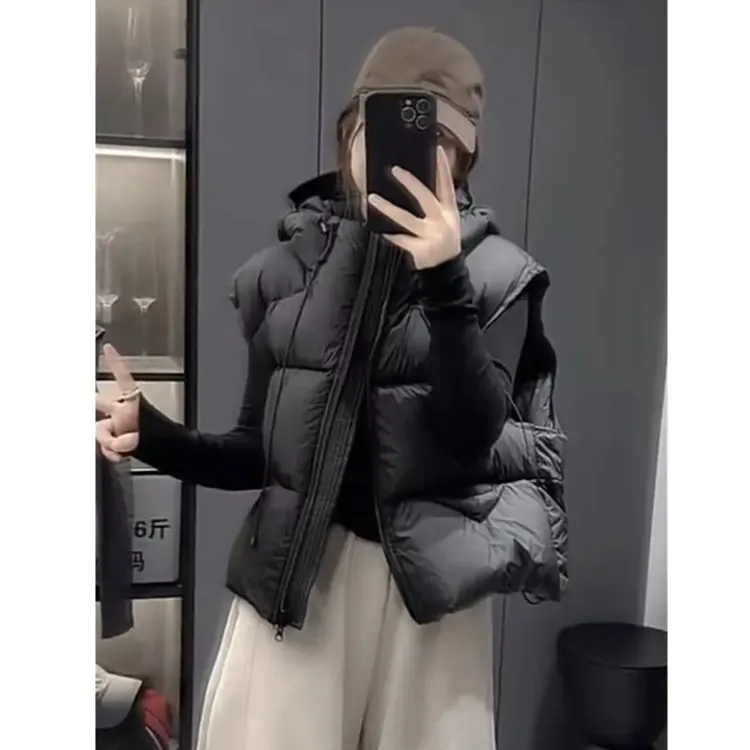 连帽羽绒马甲洋气显瘦百搭时尚韩系ins保暖加厚秋冬新款