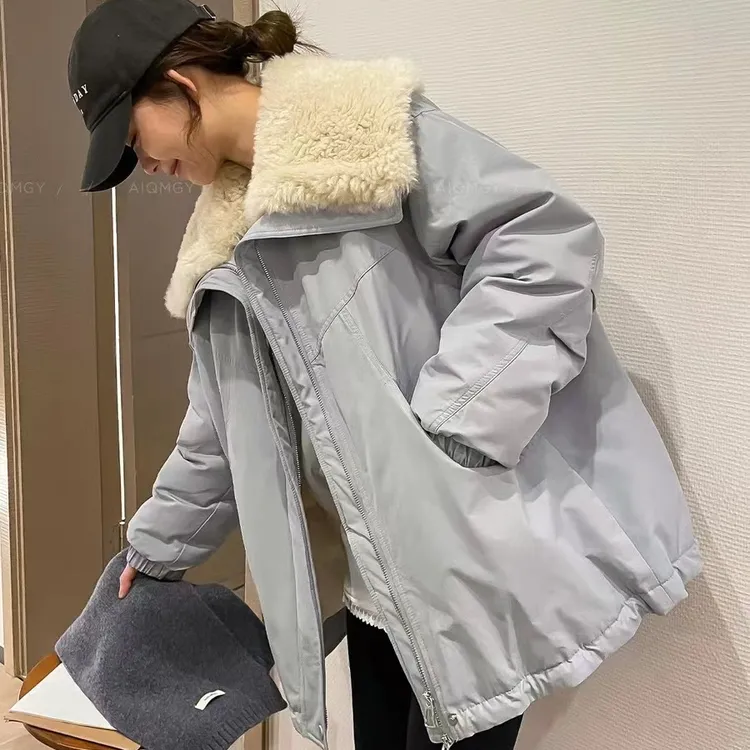 过年战袍路丝同款加绒大翻领羽绒外套轻奢时尚百搭羽绒外套羽绒服