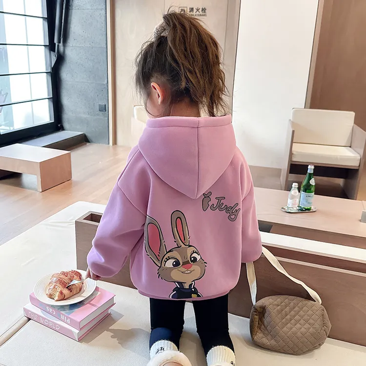 女童加绒卫衣2025新款洋气儿童秋冬款加厚女宝宝时尚冬季连帽上衣