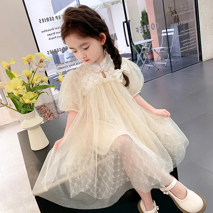 女童生日礼服裙2024新款儿童夏装短袖连衣裙女宝宝夏季演出公主裙