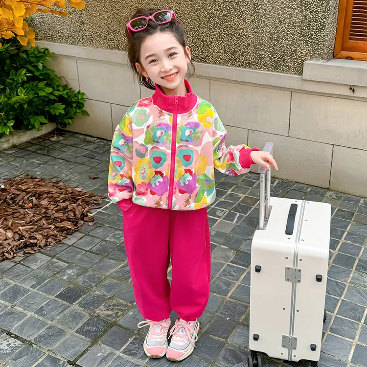 女童休闲套装春秋装2025新款儿童秋季网红洋气宝宝时髦运动两件套