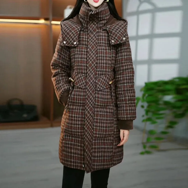 白鸭绒气质大码加厚保暖羽绒服冬季2024新款时尚洋气显瘦连帽外套