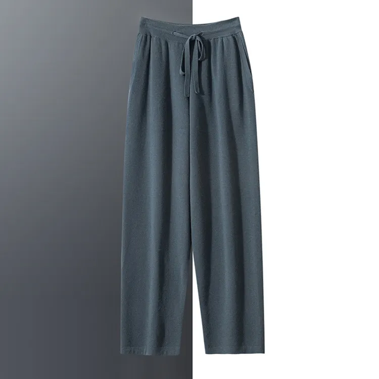 精纺100山羊绒裤男休闲裤春秋针织宽松运动裤保暖长裤