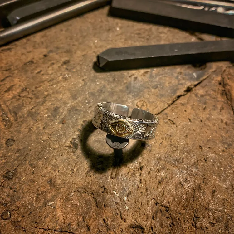 铜合金戒指 埃及荷鲁斯之眼点金情侣戒指复古潮流指环非高山隆高 