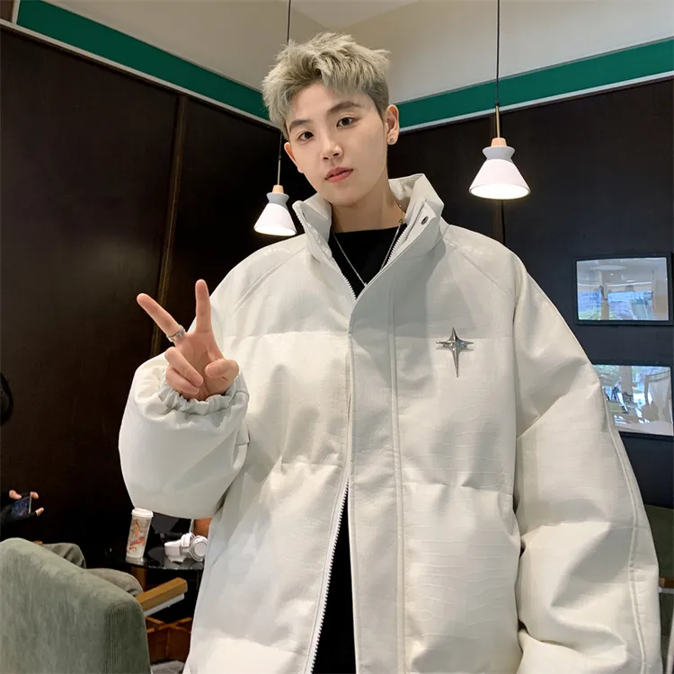 美式pu皮棉服男款2024冬季新款立领面包服潮牌青少年棉衣棉袄外套