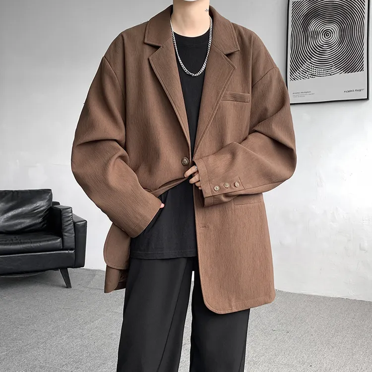 美式复古肌理感西装外套男美拉德穿搭vintage西服痞帅高级感夹克